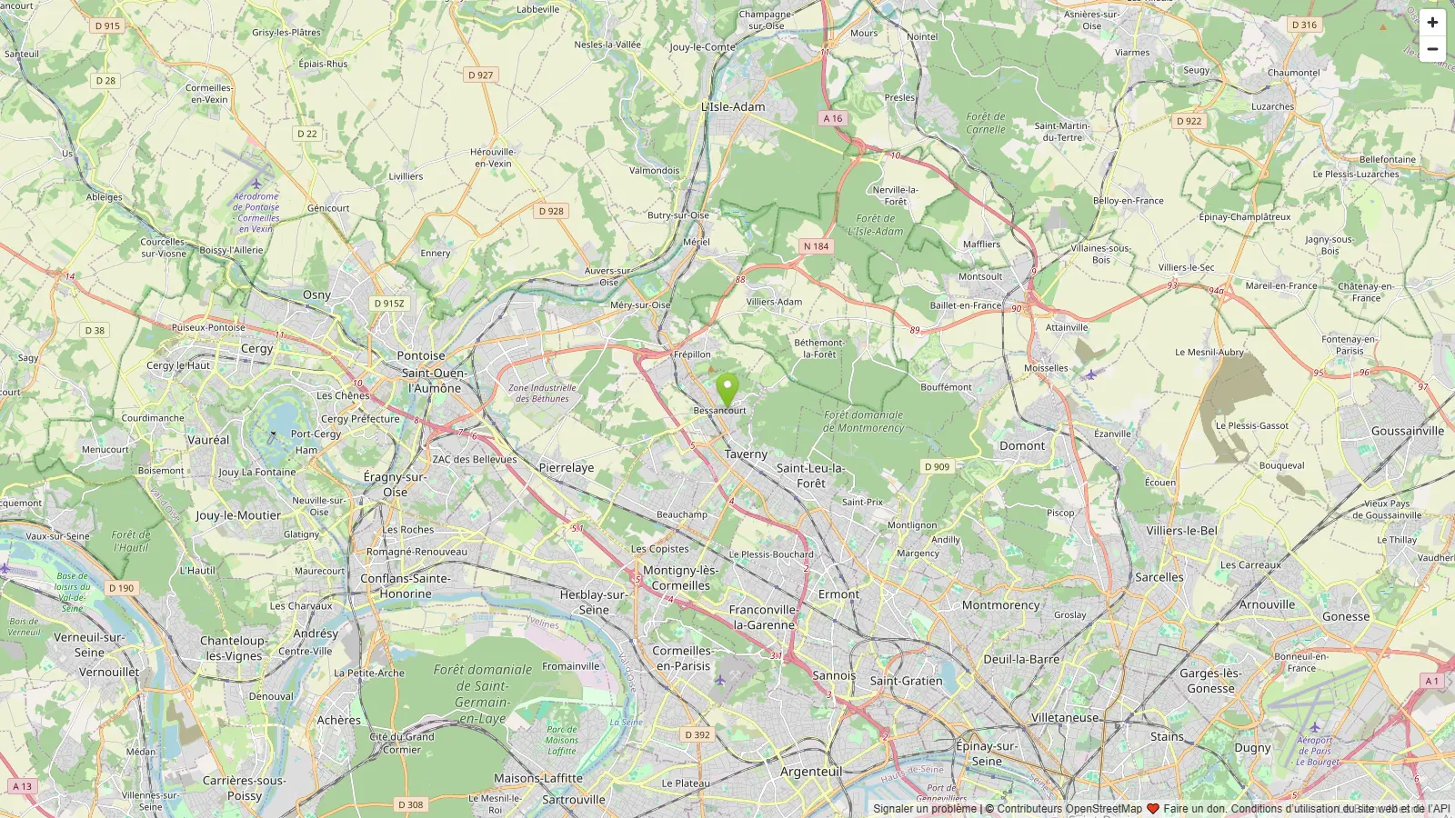 Carte de la zone d'intervention autour de Bessancourt